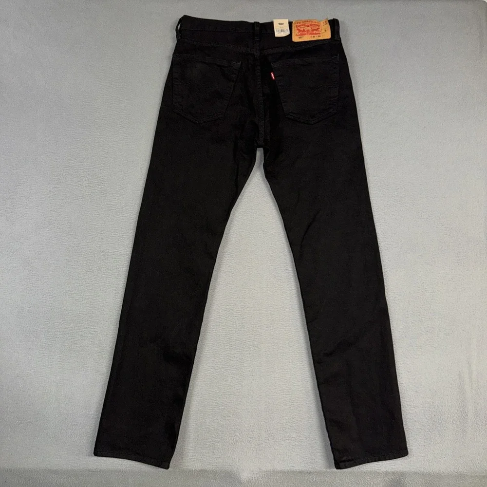 Levis Jeans Mens 33x34 Black 501 Original Straight Stretch Denim Button Fly NWT